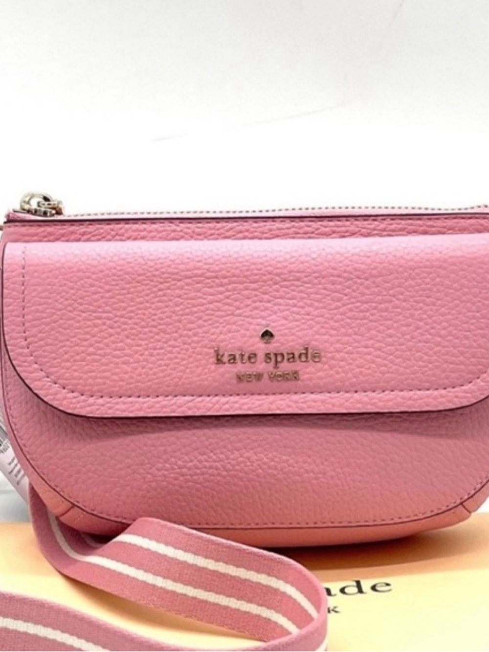 NWT Kate Spade - Pink Pebbled Summer Leather Crossbody with Adjustable Strap - Picture 4 of 5